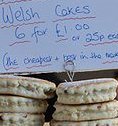 photographs of Welsh cakes in bakery window